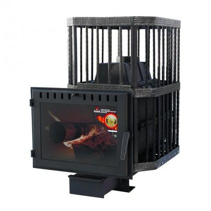 Печь для бани НМК Сибирь Сибирь-18 сетка квадрат панорама в Звенигороде