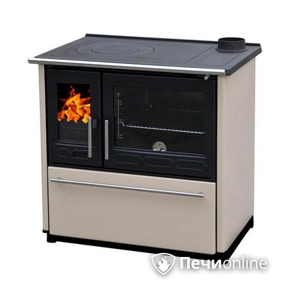 Отопительно-варочная печь Plamen 850 Glas крем труба справа в Звенигороде