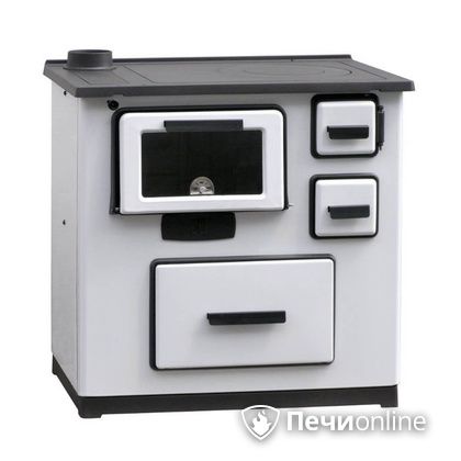 Отопительно-варочная печь Plamen Slavonac белая труба слева в Звенигороде