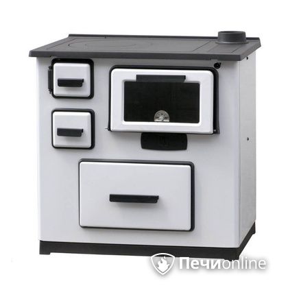 Отопительно-варочная печь Plamen Slavonac белая труба справа в Звенигороде