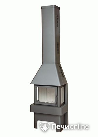 Печь-камин Бавария (Экокамин) 3 Стекла 12 кВт серая/черная в Звенигороде
