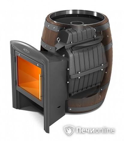 Дровяная банная печь TMF Вариата Cast Витра Баррель палисандр в Звенигороде