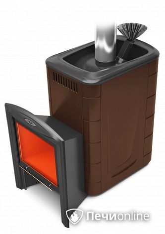 Дровяная банная печь TMF Гейзер 2014 Inox Витра ЗК шоколад в Звенигороде
