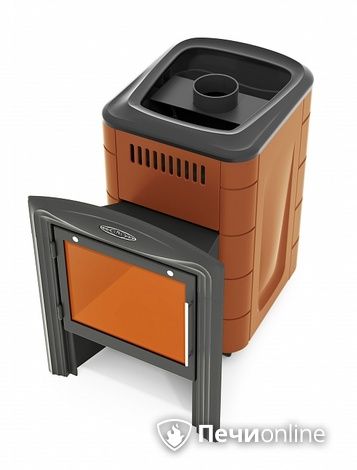 Дровяная банная печь TMF Компакт 2017 Inox Витра терракота в Звенигороде