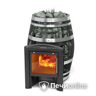 Дровяная банная печь TMF Саяны XXL 2015 Carbon Витра с закрытой каменкой и теплообменником в Звенигороде