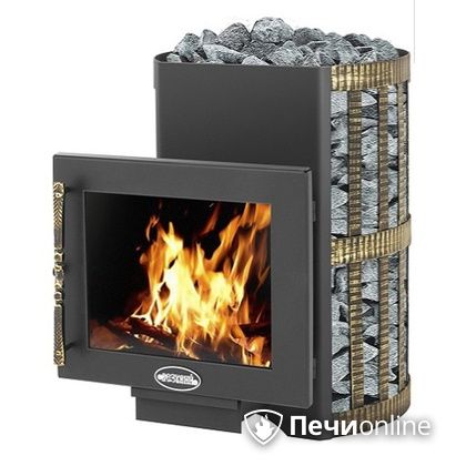 Дровяная банная печь Везувий Скиф Ковка 22 Панорама в Звенигороде