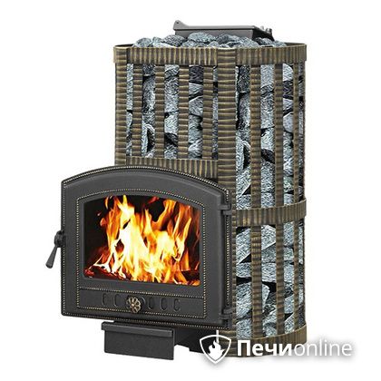 Дровяная банная печь Везувий Ураган Ковка 16 (224) с закрытой каменкой чугун в Звенигороде
