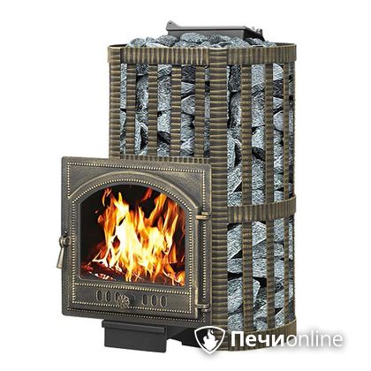 Дровяная банная печь Везувий Ураган Ковка 16 (205) с закрытой каменкой чугун в Звенигороде