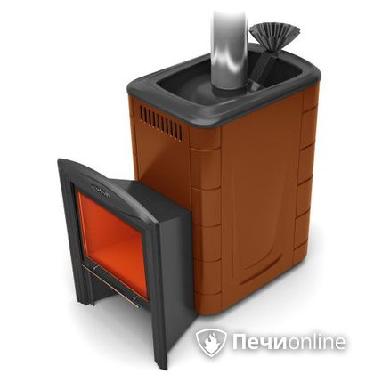 Дровяная банная печь TMF Гейзер 2014 Inox Витра  Терракота в Звенигороде