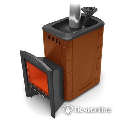 Дровяная банная печь TMF Гейзер 2014 Carbon Витра терракота в Звенигороде