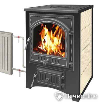 Печь-камин Везувий ПК-01(205) с плитой и теплообменником бежевый в Звенигороде