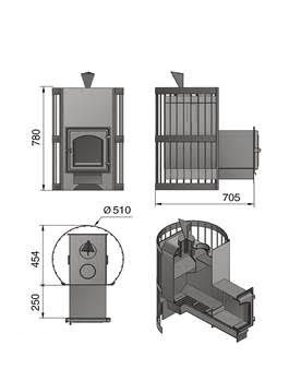 Дровяная банная печь Везувий Скиф Стандарт (ДТ-4С) с парогенератором в Звенигороде