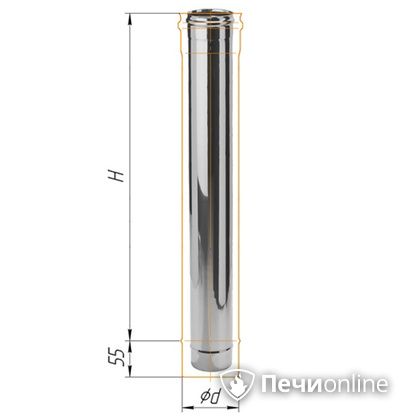 Дымоход Феррум Дымоход нержавейка 08 d-115 L=1м в Звенигороде