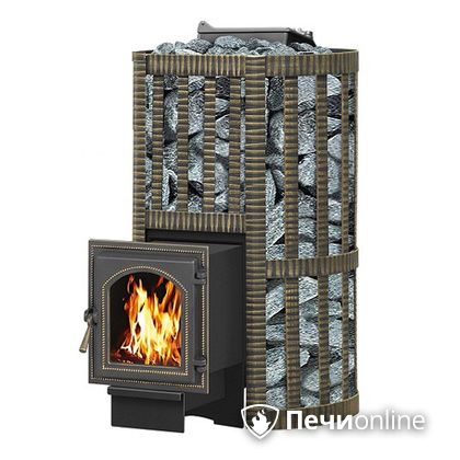 Дровяная банная печь Везувий Ураган Ковка 22 (270) с закрытой каменкой чугун в Звенигороде