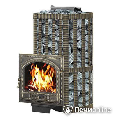 Дровяная банная печь Везувий Ураган Ковка 22 (205) с закрытой каменкой чугун в Звенигороде