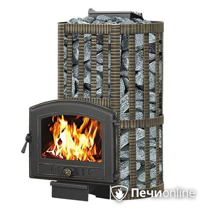 Дровяные печи-каменки Везувий Ураган Ковка 22 (224) с закрытой каменкой чугун в Звенигороде