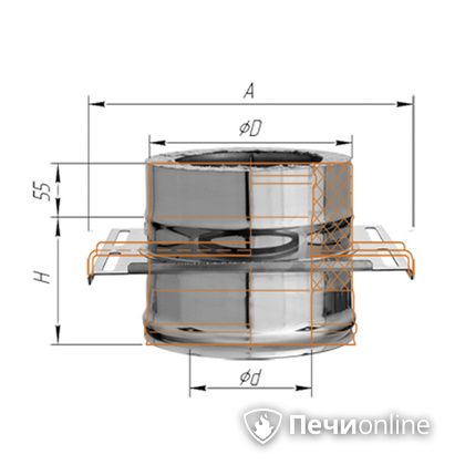 Дымоход Феррум Площадка монтажная  d-115/200 по воде в Звенигороде