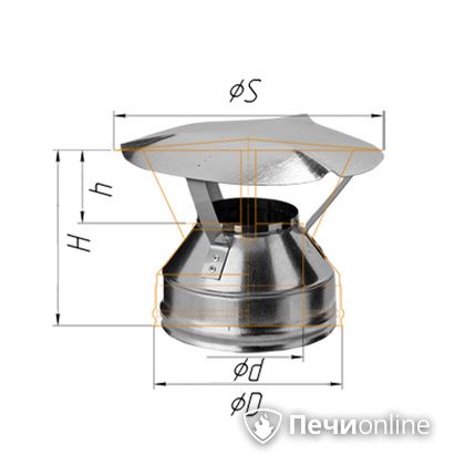 Дымоход Феррум Оголовок оцинкованный d-200/280 по воде в Звенигороде
