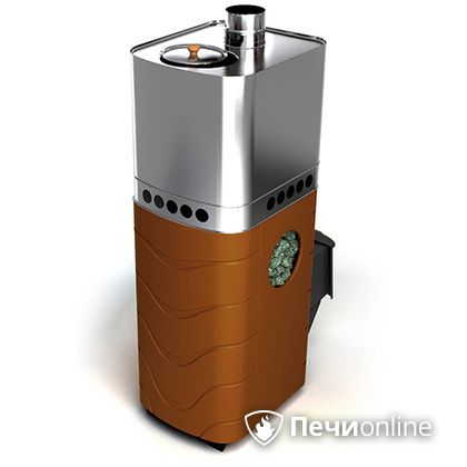 Дровяная банная печь TMF Бирюса 2013 Carbon терракота с закрытой каменкой в Звенигороде